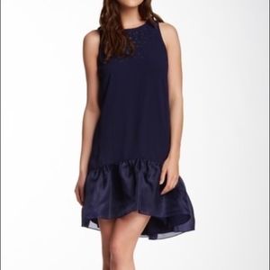 Erin Fetherston Navy Star Organza Drop Waist Dress NWT Sz. 2